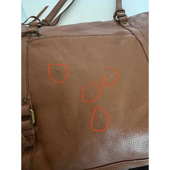 THE SAK HAPPY AND FREE LARGE COGNAC BROWN PEBBLED LEATHER SHOULDER TOTE BAG - Picture 9 of 10